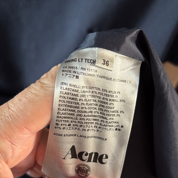 Acne Navy Blue Short Sleeve Back zipper Dress-6 - Picture 5 of 9